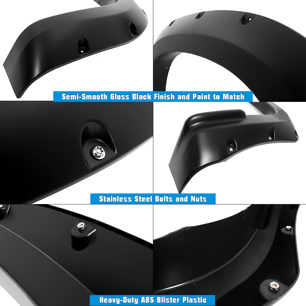 2019-2021 Chevrolet Silverado 1500 (For Bed Length 5.8'/6.6'/8.1') Front and Rear Wheel Arches Fender Flare Pocket Dimple