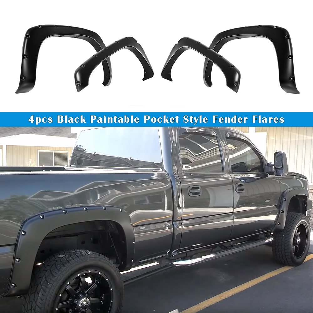 2003-2006 Chevrolet Silverado 1500/2500 HD/3500/3500 HD; 2007 Classic Model Front and Rear Wheel Arches Fender Flare Pocket Dimple