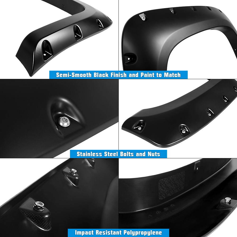 2007-2013 Chevrolet Silverado 1500;2007-2014 Chevrolet Silverado 2500/3500 (Standard Bed 6.5ft & Long Bed 8ft) Front and Rear Wheel Arches Fender Flare Pocket Dimple