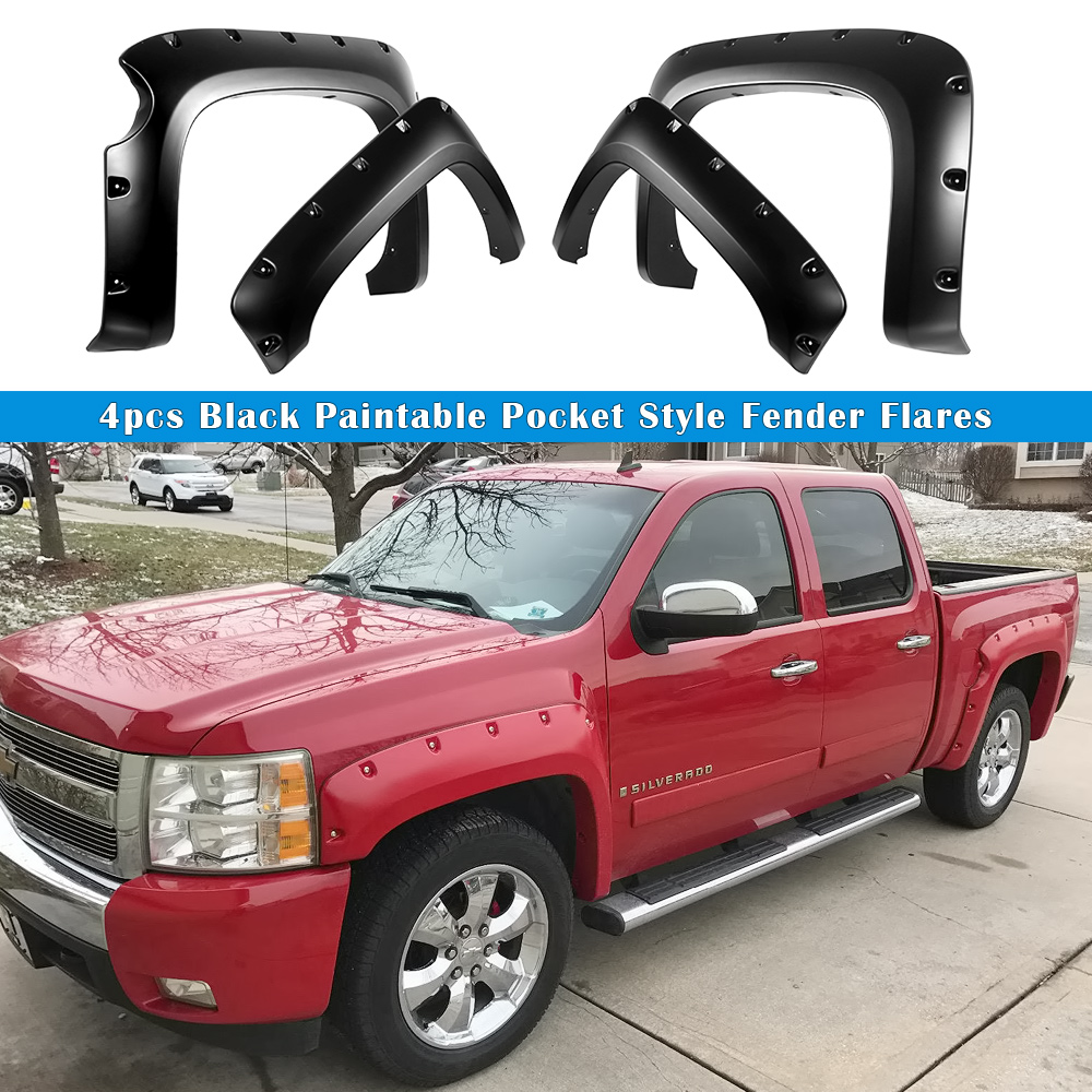 2007-2013 Chevrolet Silverado 1500 Short Bed Front and Rear Wheel Arches Fender Flare Pocket Dimple