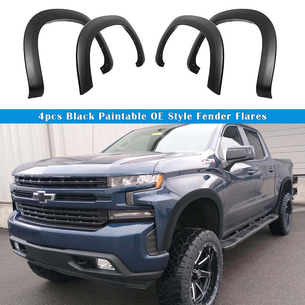 2019-2020 Chevrolet Silverado 1500 (For Bed Length 5.8'/6.6'/8.1') Front and Rear Wheel Arches Fender Flare Rugged OE