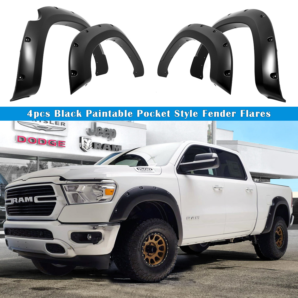 2019-2020 Ram 1500 Crew/Extended Cab Pickup (For Bed Length 5'6"/6'4");Excludes Rebel Models Front and Rear Wheel Arches Fender Flare Pocket Dimple