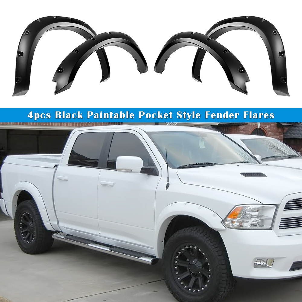 2009-2018 Dodge Ram 1500 (incl. 2019-2020 Ram 1500 Classic) (Short Style);Fleetside 67.4/76.3/96.3 inch Bed ;Excl. R/T Models Front and Rear Wheel Arches Fender Flare Pocket Dimple