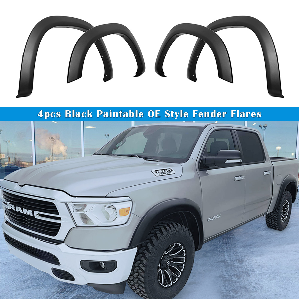 2019-2021 Ram 1500 Crew/Extended Cab Pickup (For Bed Length 5'6"/6'4");Excludes Rebel Models Front and Rear Wheel Arches Fender Flare Rugged OE