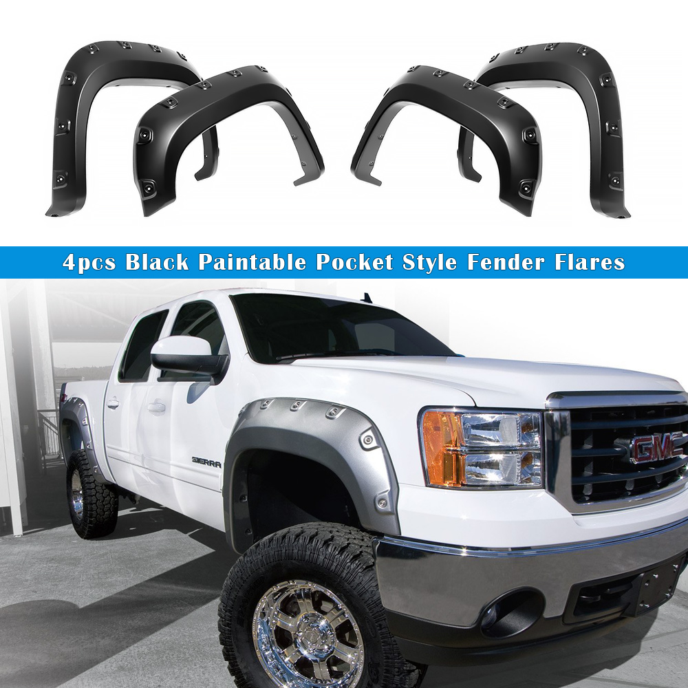 2007-2013 GMC Sierra 1500 Short Bed Front and Rear Wheel Arches Fender Flare Super Pocket