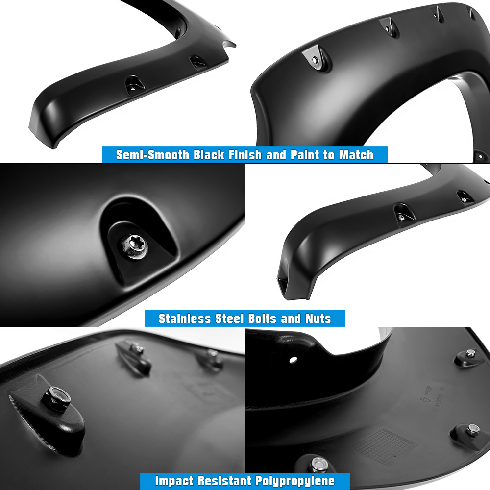 2007-2013 Toyota Tundra (Factory mudflaps must be removed) Front and Rear Wheel Arches Fender Flare Pocket Dimple