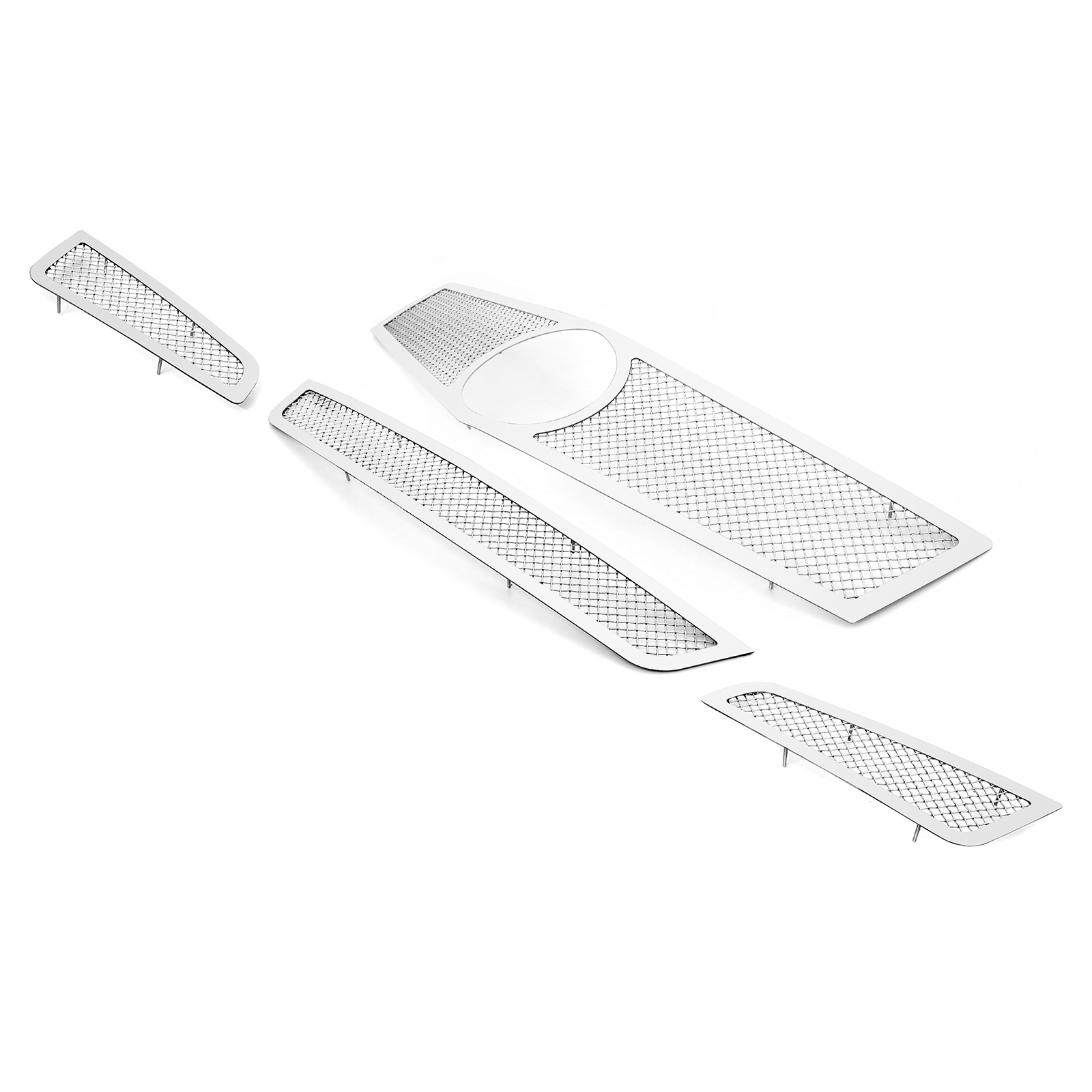 2013-2014 Cadillac ATS Logo Show Main Upper + Lower Bumper + Fog Light Wire Mesh Grille
