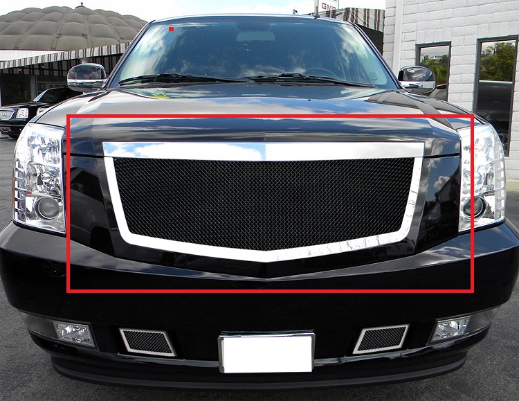 2007-2014 Cadillac Escalade Not Fit Platinum And Hybrid Models Main Upper Black Wire Mesh Grille