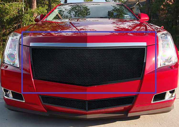 2008-2013 Cadillac CTS (Not For CTS-V; Not for models with Adaptive Cruise Control)/2011-2014 Cadillac CTS Coupe (Not For CTS-V Coupe; Not for models with Adaptive Cruise Control) Main Upper Black Wire Mesh Grille