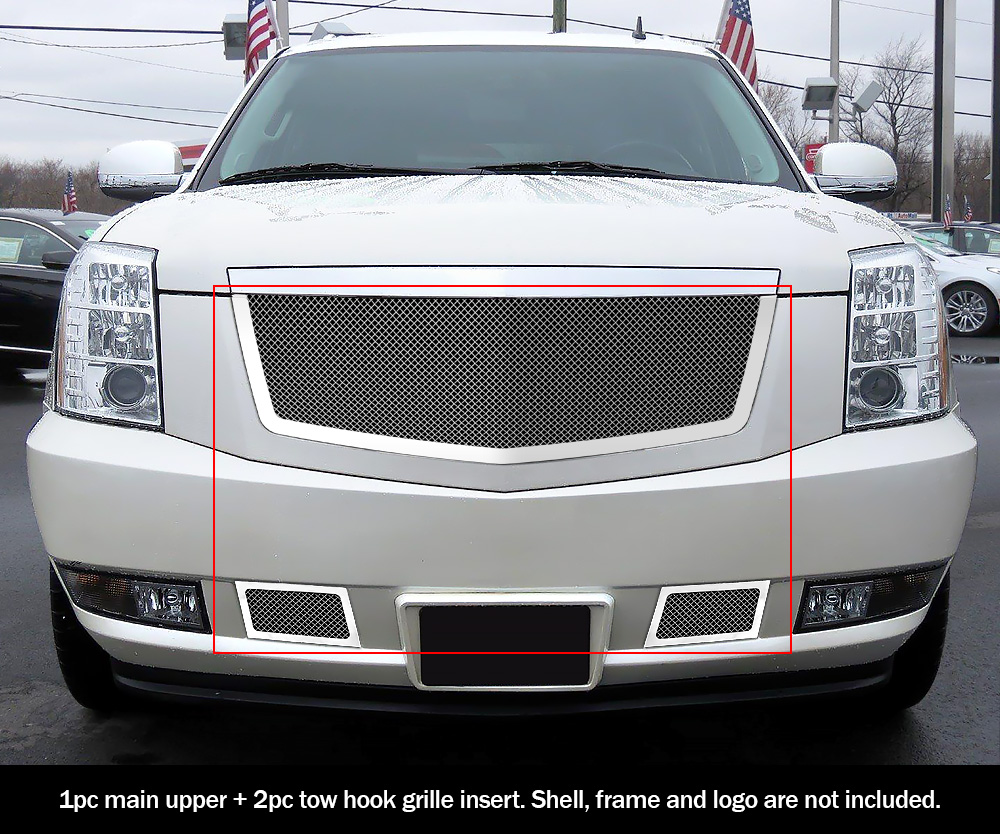 2007-2014 Cadillac Escalade Not Fit ESV and Platinum and Hybrid Models Without Tow hook Main Upper + Tow Hook Wire Mesh Grille