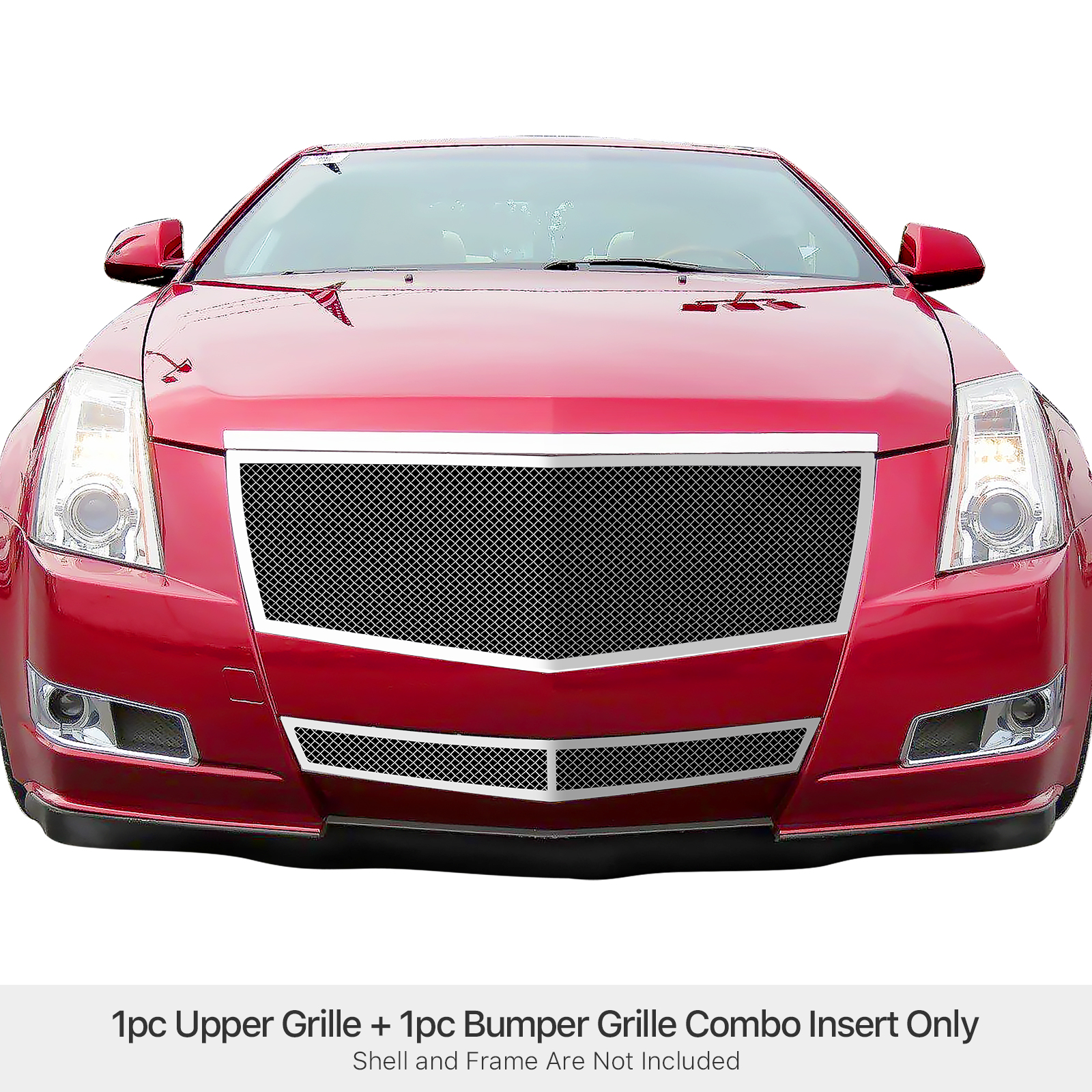 2008-2013 Cadillac CTS (Not For CTS-V; Not for models with Adaptive Cruise Control)/2011-2014 Cadillac CTS Coupe (Not For CTS-V Coupe; Not for models with Adaptive Cruise Control) Main Upper + Lower Bumper Wire Mesh Grille