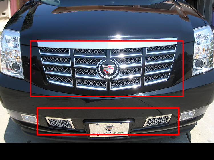 2007-2014 Cadillac Escalade Not Fit ESV/ Platinum/Hybrid Models Without Tow hook Main Upper + Tow Hook Wire Mesh Grille