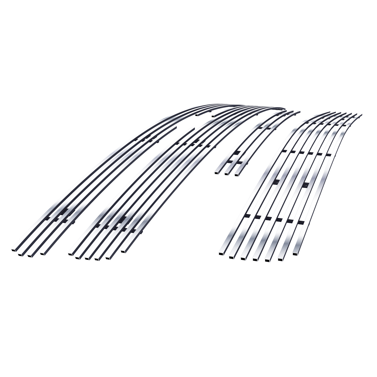 2007-2013 Chevy Silverado 1500 only for Models with logo height exceeding center bar Main Upper + Lower Bumper Stainless Steel Billet Grille