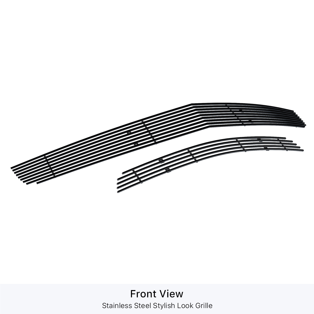 2010-2013 Chevy Camaro LT V6/2010-2013 Chevy Camaro LS V6 Main Upper + Lower Bumper Black Stainless Steel Billet Grille