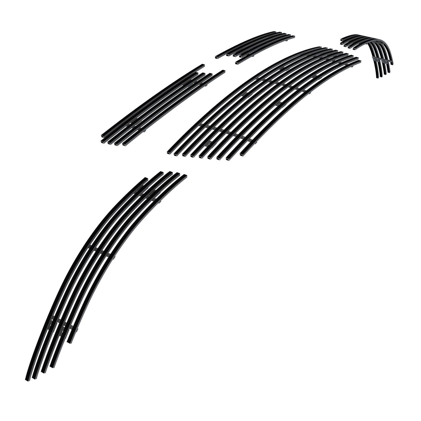 2006-2013 Chevy Impala LT Without Fog Light/2006-2013 Chevy Impala LS Without Fog Light Main Upper + Lower Bumper Black Stainless Steel Billet Grille