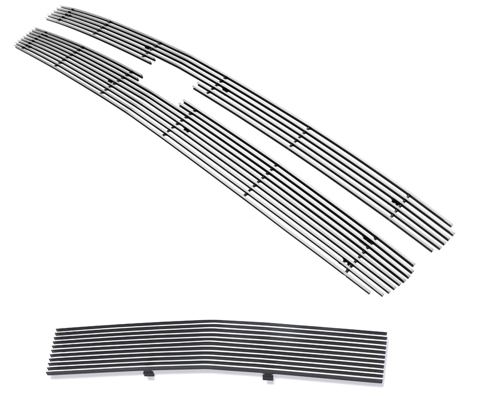 2007-2013 Chevy Silverado 1500 only for models with logo height exceeding center bar MAIN UPPER + LOWER BUMPER Aluminum Billetuminum Billet Grille