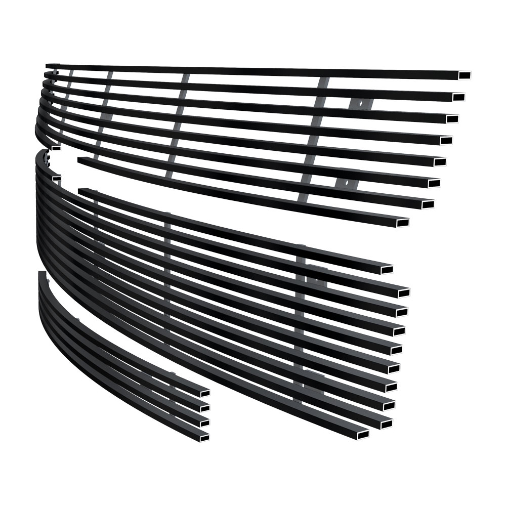 2007-2010 Chevy Silverado 2500 HD /2007-2010 Chevy Silverado 3500 HD Main Upper + Top Bumper Black Stainless Steel Billet Grille
