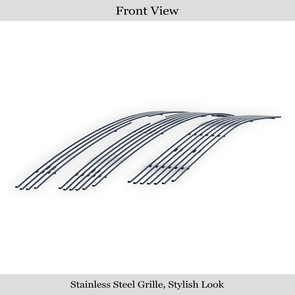 2007-2013 Chevy Silverado 1500 only for Models with logo height exceeding center bar Main Upper + Lower Bumper Stainless Steel Billet Grille