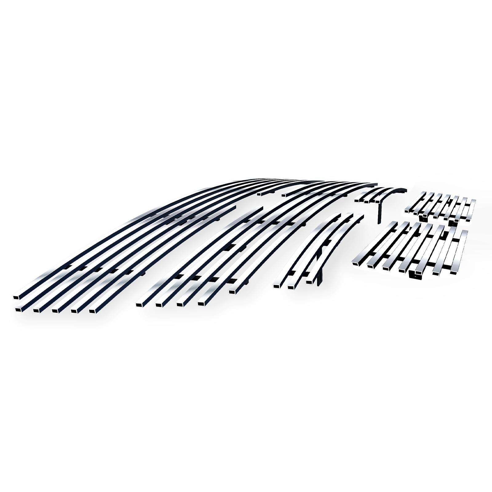2003-2005 Chevy Silverado 1500 Main Upper + Top Bumper + Lower Bumper Stainless Steel Billet Grille