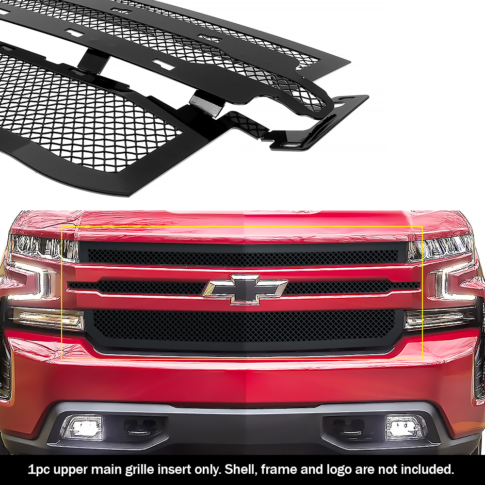 2019-2022 Chevy Silverado 1500 Not for Custom Trailboss/Custom/Work Truck Main Upper Black Wire Mesh Grille