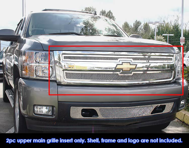 2007-2013 Chevy Silverado 1500 (only for models with logo height exceeding center bar) Main Upper Wire Mesh Grille