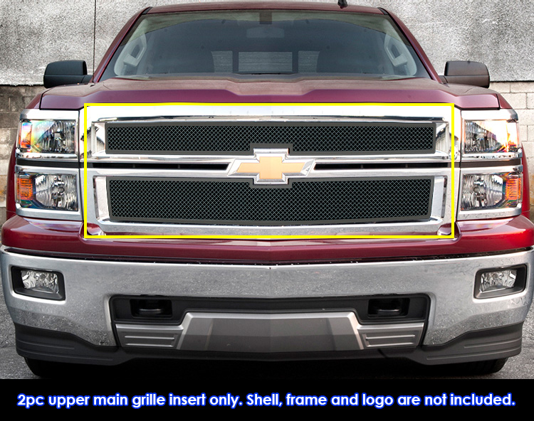 2014-2015 Chevy Silverado 1500 Not for Z71 Main Upper Black Wire Mesh Grille