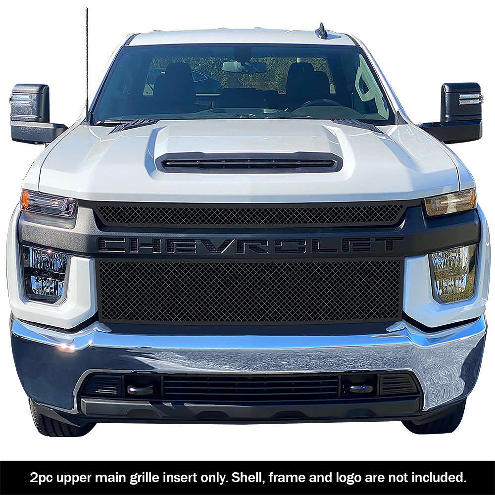 2020-2023 Chevy Silverado 2500/3500 LT & Custom & Work Truck Main Upper Black Wire Mesh Grille