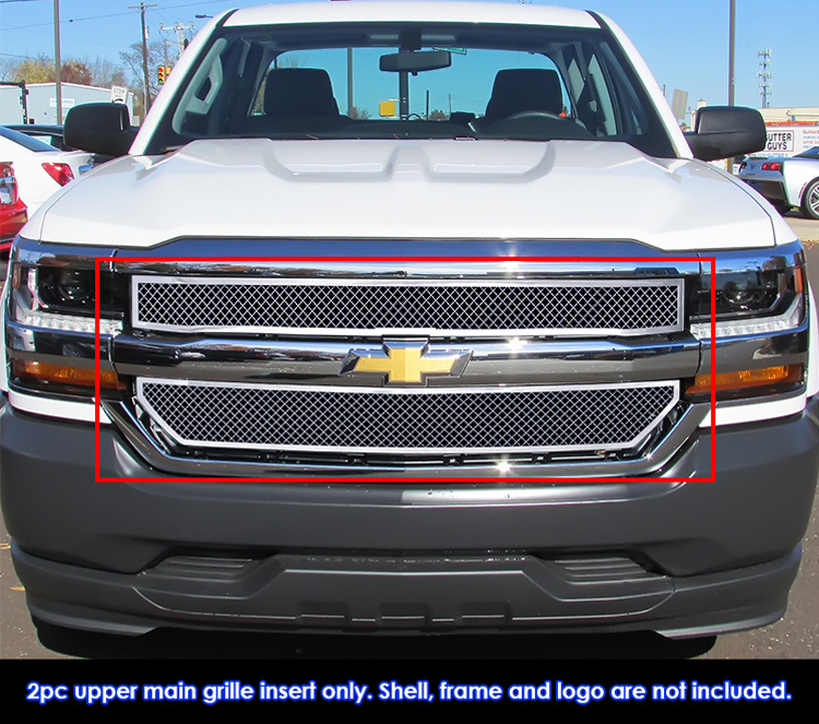 2016-2018 Chevy Silverado 1500 Not For Z71 and High Country Model (Incl. 2019 Silverado 1500 LD) Main Upper Wire Mesh Grille