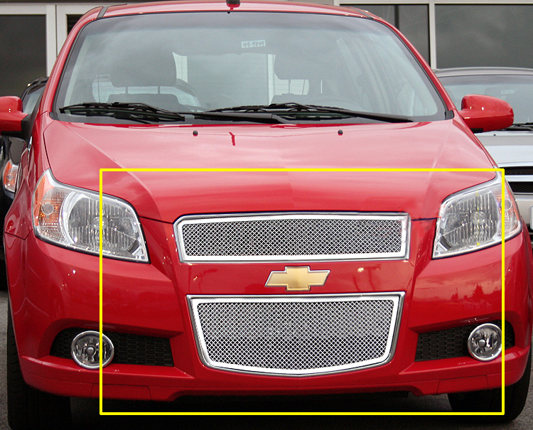 2009-2011 Chevy Aveo 5 Door Hatchback Main Upper + Lower Bumper Wire Mesh Grille