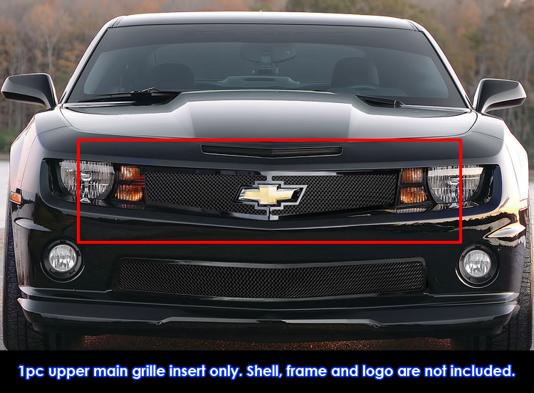 2010-2013 Chevy Camaro Short With Logo Show Not for ZL1 Model Main Upper Black Wire Mesh Grille