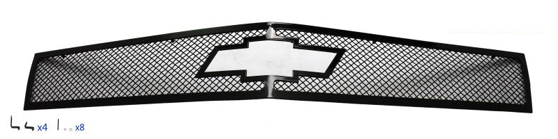 2010-2013 Chevy Camaro Short With Logo Show Not for ZL1 Model Main Upper Black Wire Mesh Grille