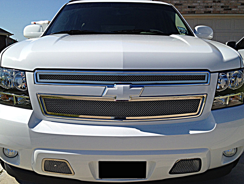 2007-2014 Chevy Avalanche /2007-2014 Chevy Suburban /2007-2014 Chevy Tahoe Not For Hybrid Main Upper + Tow Hook Wire Mesh Grille