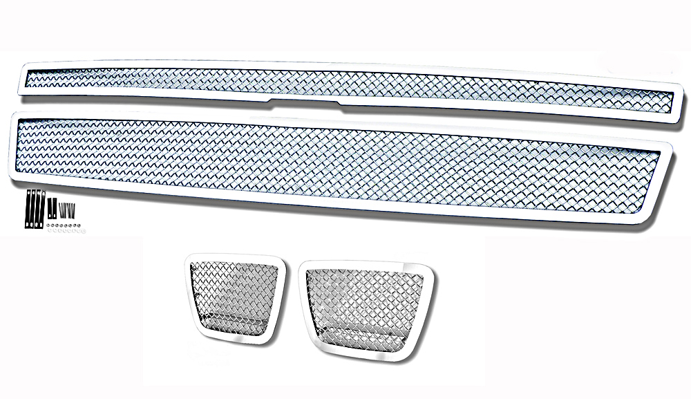 2007-2014 Chevy Avalanche /2007-2014 Chevy Suburban /2007-2014 Chevy Tahoe Not For Hybrid Main Upper + Tow Hook Wire Mesh Grille