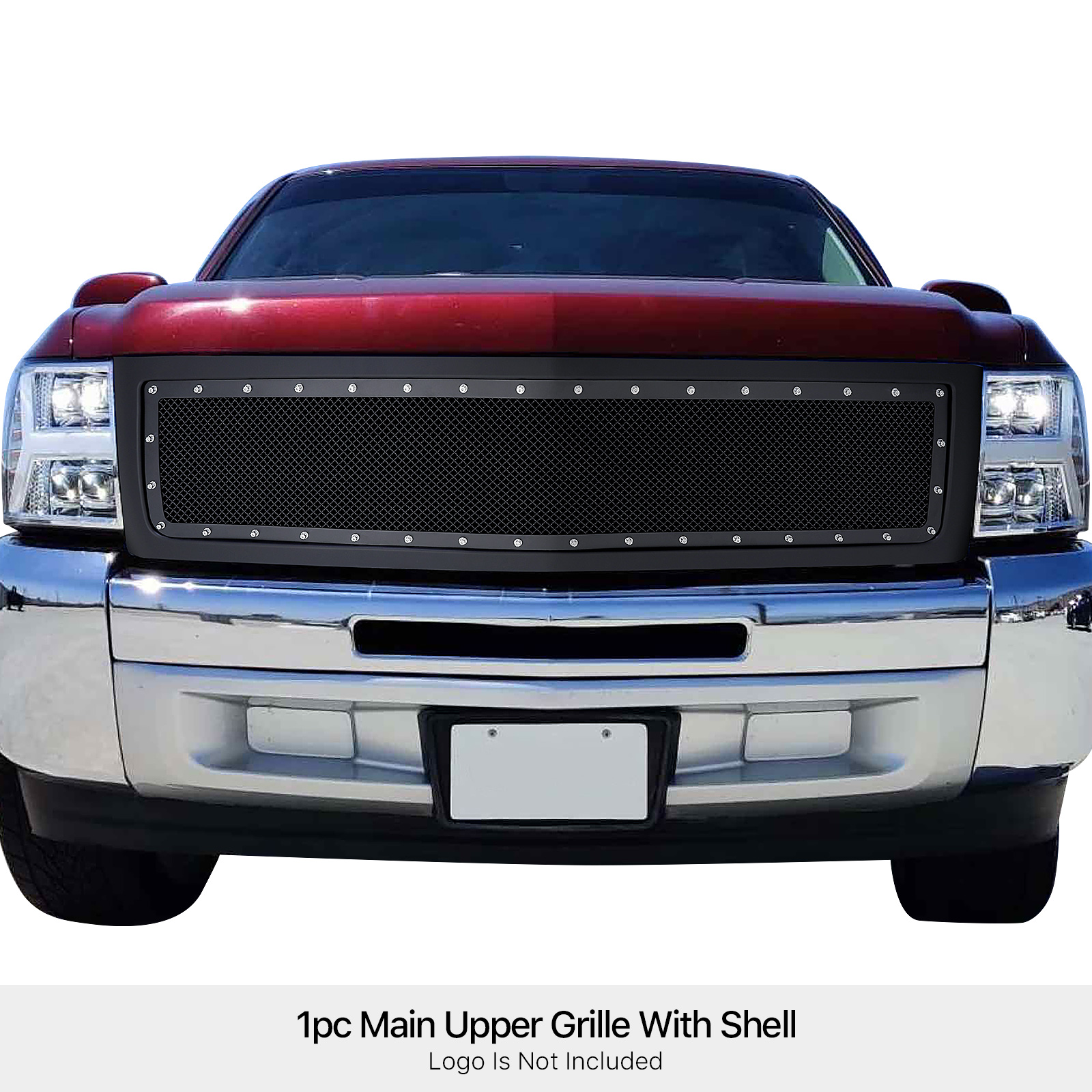 2007-2013 Chevy Silverado 1500 (only for models with logo height exceeding center bar) Main Upper Package Grille