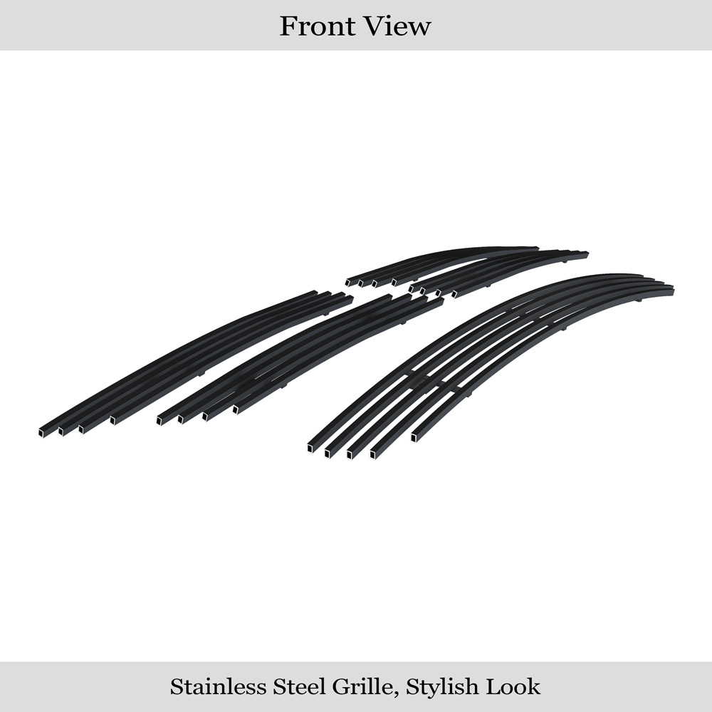 2011-2014 Dodge Avenger Main Upper + Lower Bumper Black Stainless Steel Billet Grille