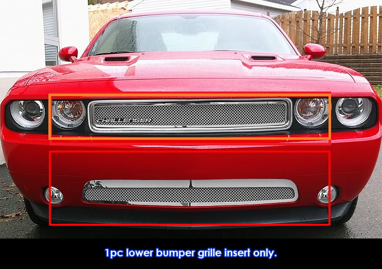 2011-2014 Dodge Challenger Main Upper + Lower Bumper Wire Mesh Grille