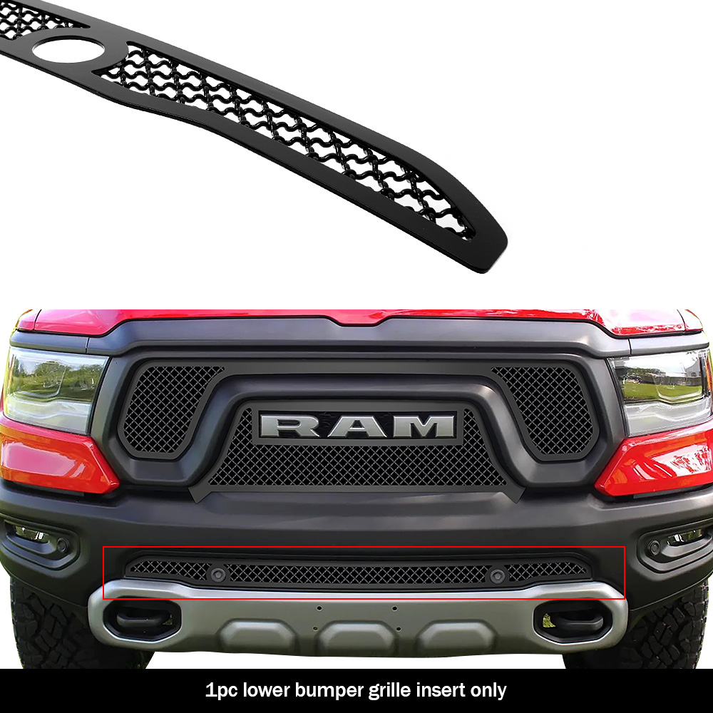 2019-2024 Ram 1500 Rebel with front sensor/ 2021-2024 Ram 1500 TRX with front sensor Lower Bumper Black Wire Mesh Grille