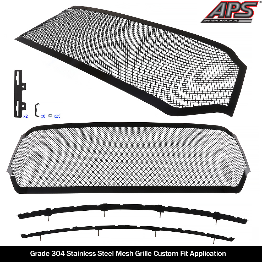 2019-2024 Ram 1500 Laramie/Lone Star/Big Horn/Tradesman (Excl. 19-24 Ram 1500 Classic; Excl. Laramie Limited) Main Upper Black Wire Mesh Grille