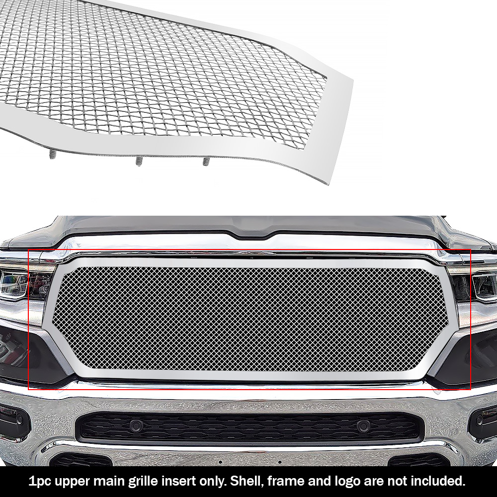 2019-2024 Ram 1500 Laramie/Lone Star/Big Horn/Tradesman (Excl. 19-24 Ram 1500 Classic; Excl. Laramie Limited) Main Upper Wire Mesh Grille