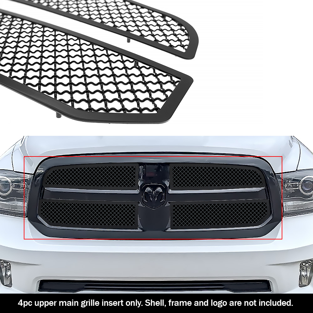 2013-2018 Ram 1500 Honeycomb Style Only/2019-2021 Ram 1500 Classic Honeycomb Style Only Main Upper Black Wire Mesh Grille