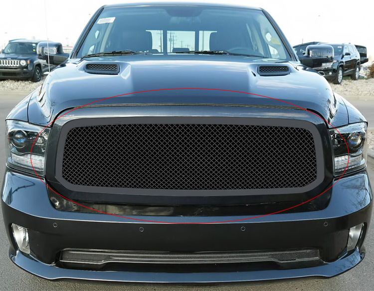 2013-2017 Ram 1500 Not For Rebel/2018 Ram 1500 Not For Rebel & Sport & Laramie Longhorn & Laramie Limited/2019-2021 Ram 1500 Classic Only Main Upper Black Wire Mesh Grille