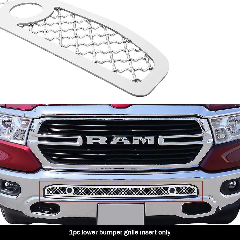 2019-2024 Ram 1500 With Sensor (Excl. 19-23 Ram 1500 Classic; Excl. Rebel And TRX) Lower Bumper Wire Mesh Grille