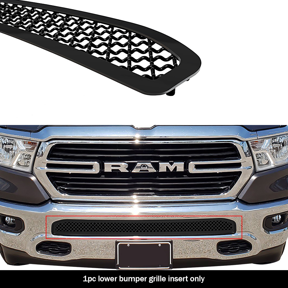 2019-2024 Ram 1500 Without Sensor (Excl. 19-24 Ram 1500 Classic; Excl. Rebel And TRX) Lower Bumper Black Wire Mesh Grille