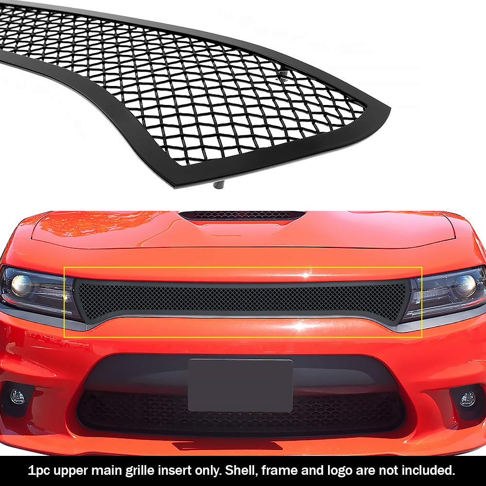 2015-2018 Dodge Charger (Only for Daytona and RT SCAT pack and Daytona 392 and SRT 392 and SRT Hellcat) / 2019 Dodge Charger Only for GT and RT Main Upper Black Wire Mesh Grille