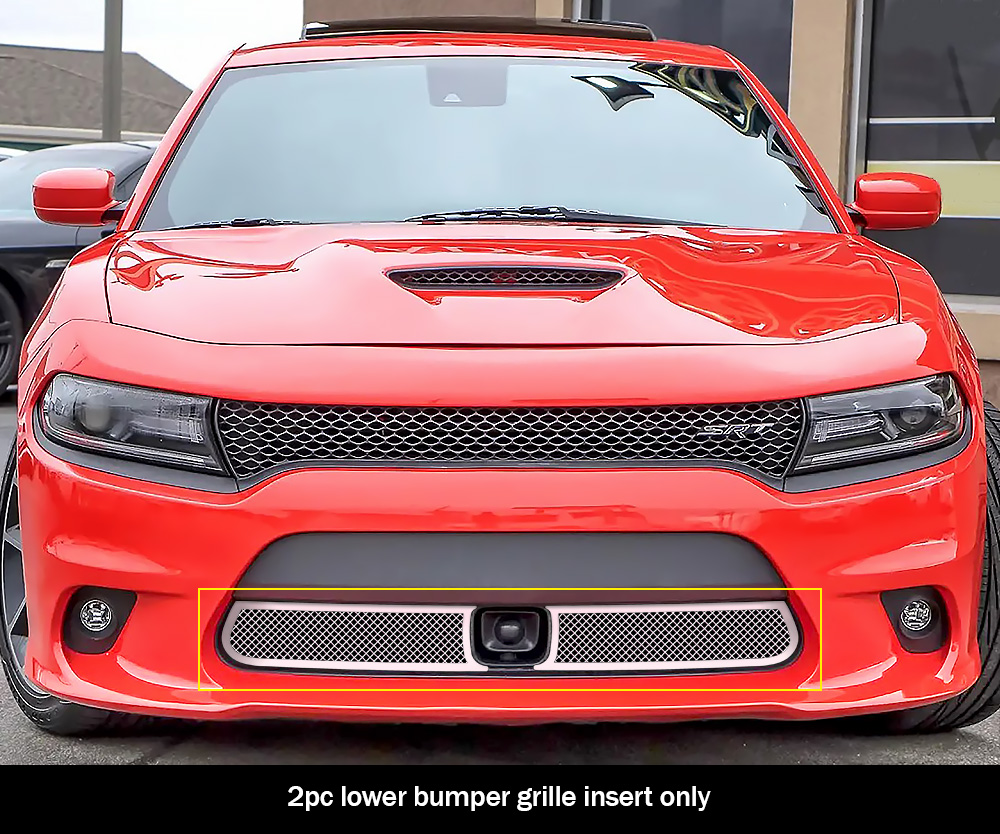 2015-2018 Dodge Charger With Adaptive Cruise Control (Only for Daytona and RT SCAT pack and Daytona 392 and SRT 392 and SRT Hellcat) / 2019 Dodge Charger With Adaptive Cruise Control (Only for GT and RT) Lower Bumper Wire Mesh Grille