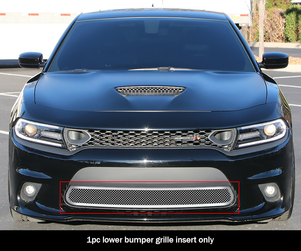 2015-2018 Dodge Charger Without Adaptive Cruise Control (Only for Daytona and RT SCAT pack and Daytona 392 and SRT 392 and SRT Hellcat) / 2019 Dodge Charger Without Adaptive Cruise Control (Only for GT and RT) Lower Bumper Wire Mesh Grille