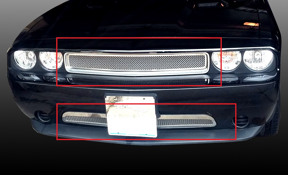 2009-2010 Dodge Challenger Main Upper + Lower Bumper Wire Mesh Grille