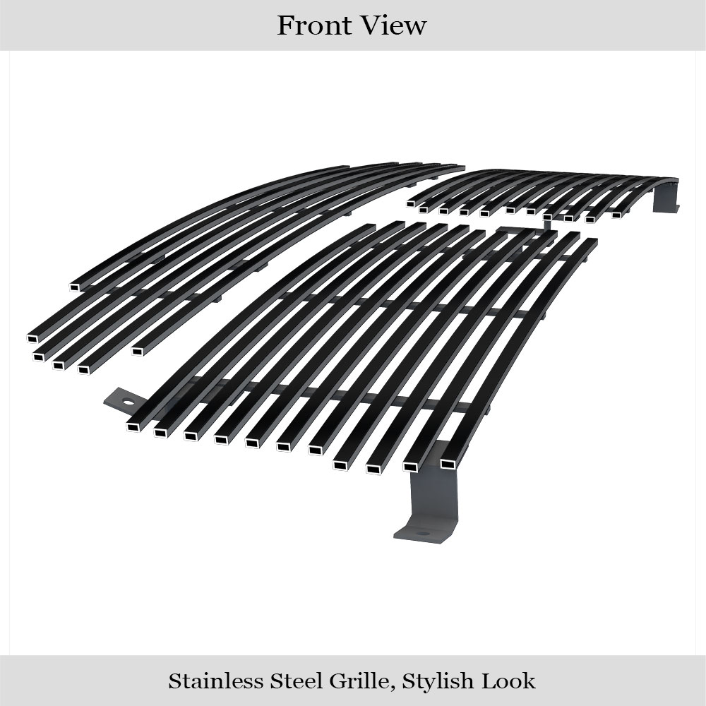 1997-2004 Dodge Dakota /1997-2003 Dodge Durango Main Upper + Lower Bumper Black Stainless Steel Billet Grille