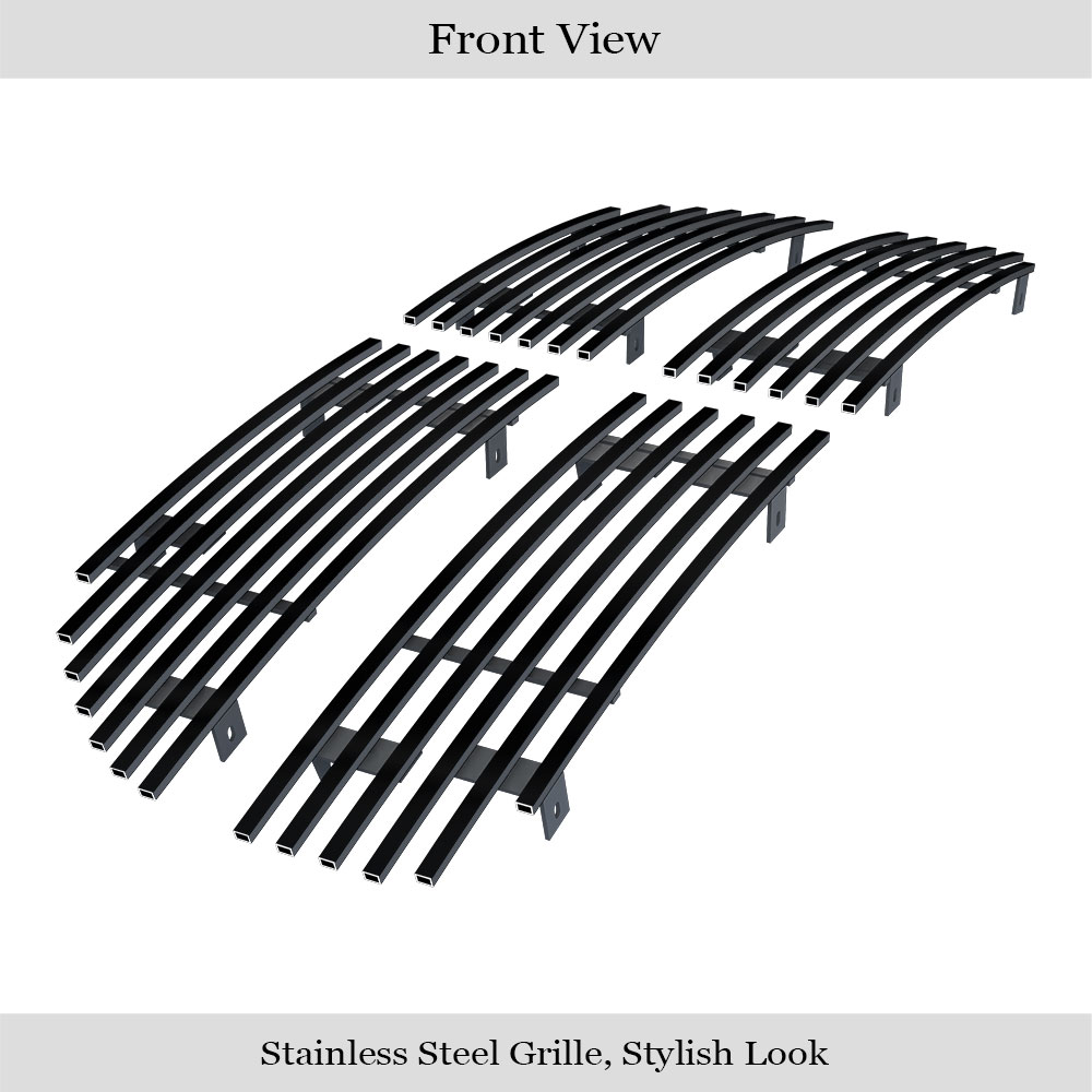 2005-2007 Dodge Magnum Except SRT8 Main Upper Black Stainless Steel Billet Grille