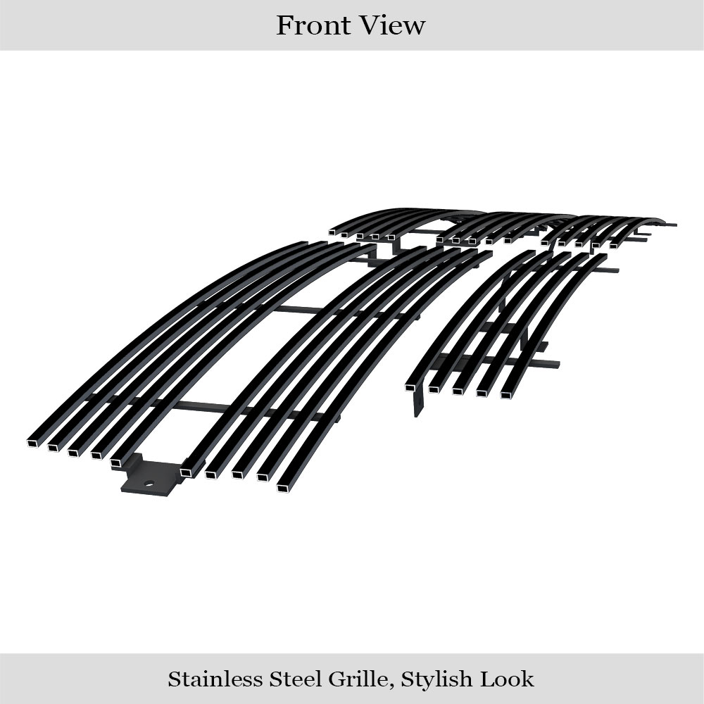 1994-2001 Dodge Pickup Main Upper + Lower Bumper Black Stainless Steel Billet Grille